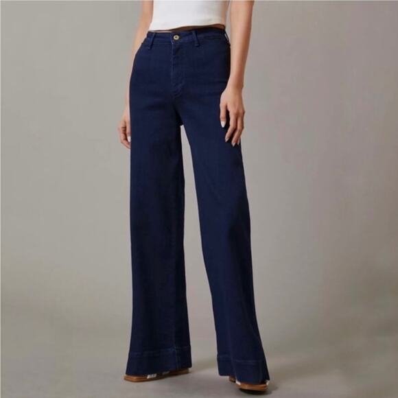 Pilcro Denim - PILCRO The Skipper Women's Interview Outfit Navy Wide-Leg Jeans 25P